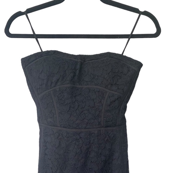 Diane Von Furstenberg Lace Dress Mini Cocktail Strapless Sheath Size 0 Black - Picture 8 of 17